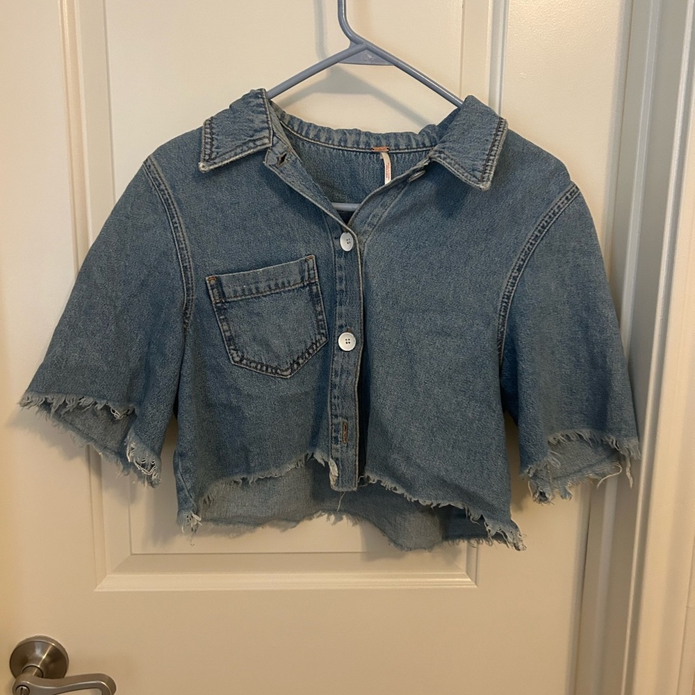 Free People Cropped Denim Top